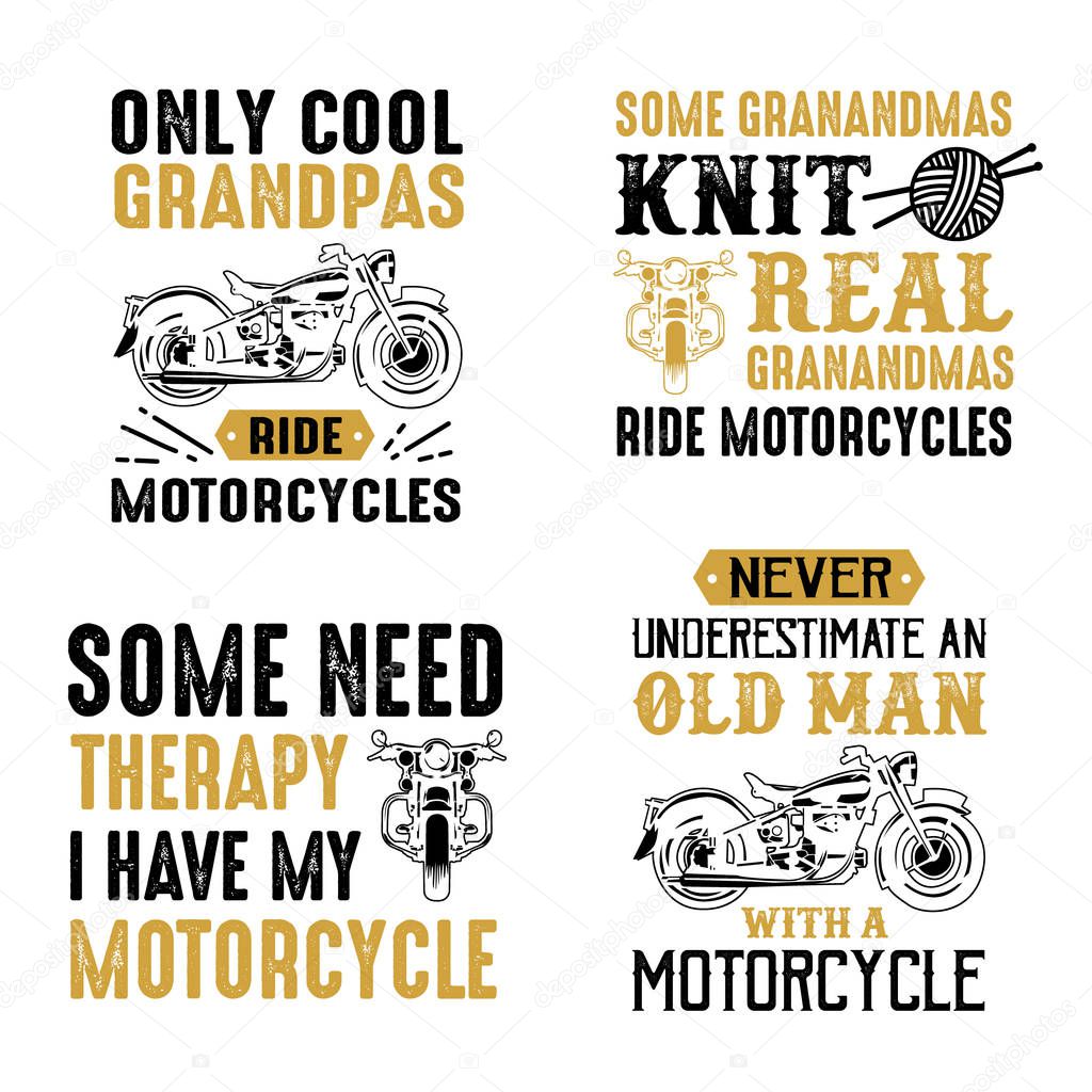 Motorcycle quote and saying. Set of motorcycle quote