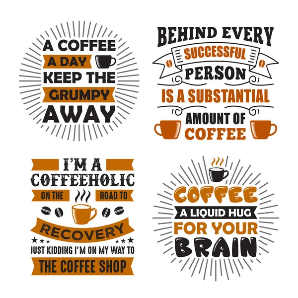 Coffee Saying Quote Set 100 Vector Best Print Design — Stock Vector