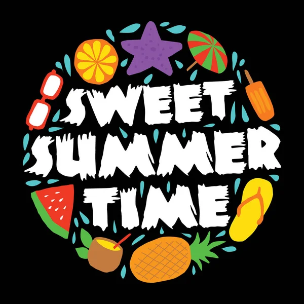 Sweet Summer Time 100 Vector Mejor Para Diseño Impresión Como — Archivo Imágenes Vectoriales