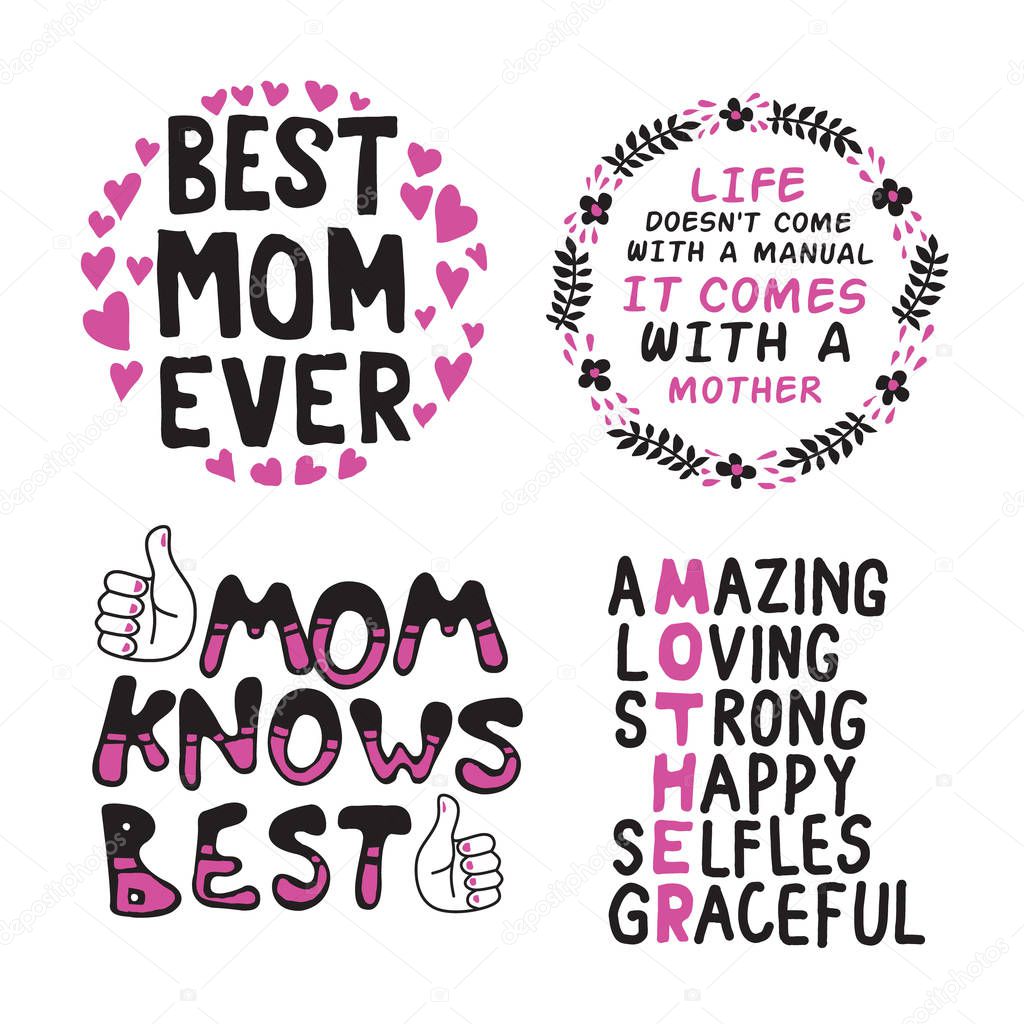Mother Day Saying & Quote Set, 100% vector, best for print design