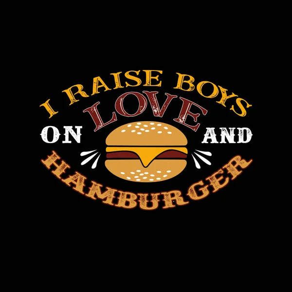 Voed Boys Love Hamburger Eten Drinken Citaat Zeggen — Stockvector