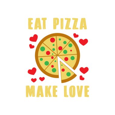 Pizza teklif ve söyleyerek. Pizza olun yemek seviyorum