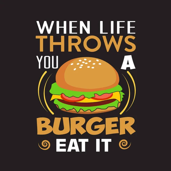 Hamburger citeren en zeggen goed voor afdrukontwerp. — Stockvector