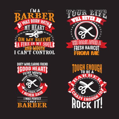 Alıntı Set grafik ürünler için berber