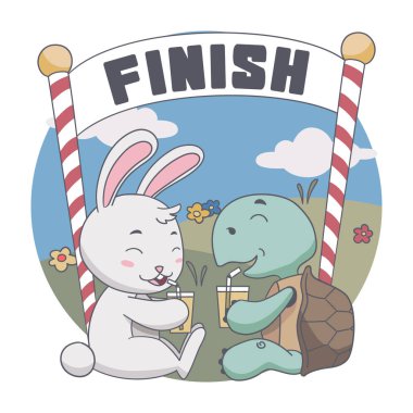 Yarıştan sonra Mutlu Tavşan ve Kaplumbağa İçkisi.