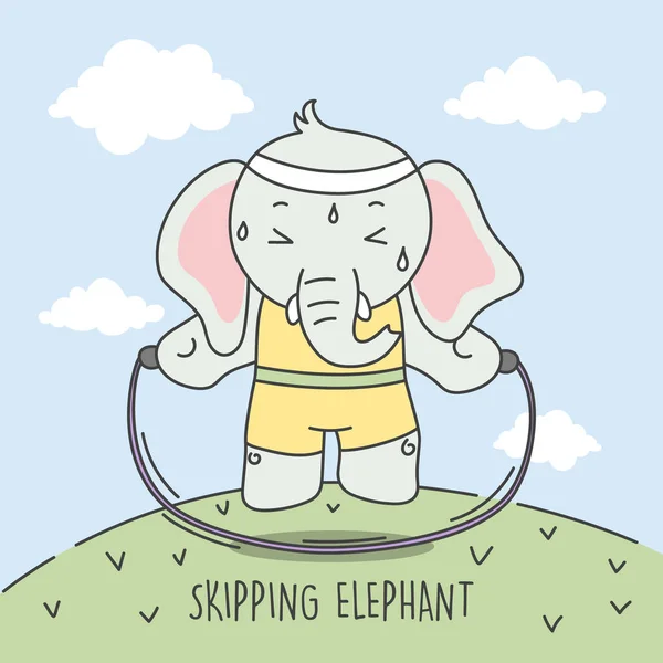 Elefante Saltando para fazer o corpo Ilustração ideal . —  Vetores de Stock