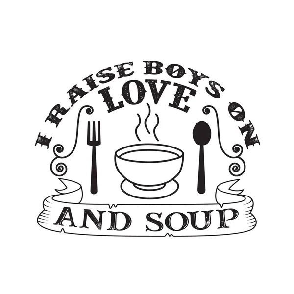 我靠爱和汤抚养男孩 食物及饮品引证及注明 — 图库矢量图片