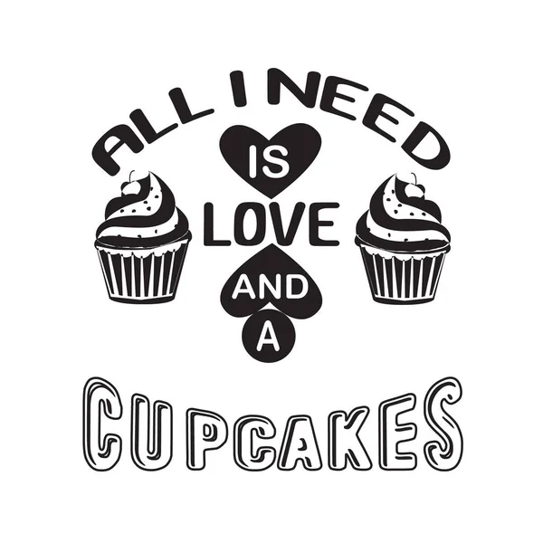 Cupcakes Citar Dizer Preciso Amor —  Vetores de Stock