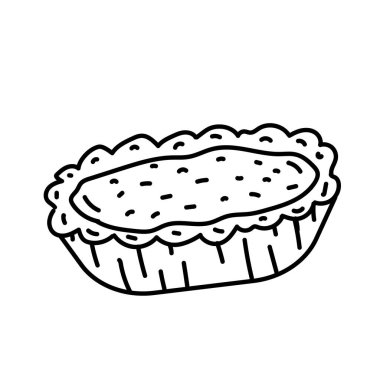 Yumurtalı Tart Simgesi. Doodle Hand Çizimi veya Siyah Taslak Simgesi Biçimi