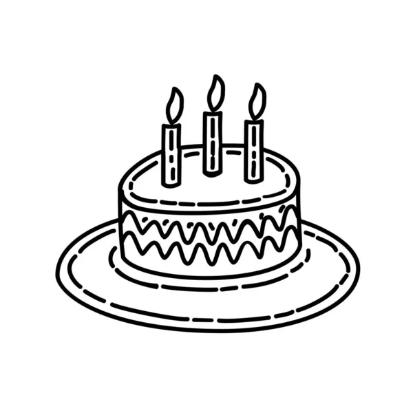 Candle Cake Icon Doddle Hand Drawn Black Outline Icon Style — Stock Vector