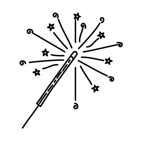 Feuerwerk Ikone Doddle Hand Gezeichnet Oder Black Outline Icon Style — Stockvektor