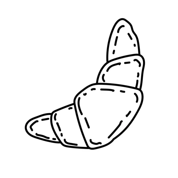 Icona Dei Croissant Doodle Disegnato Mano Stile Icona Contorno Nero — Vettoriale Stock