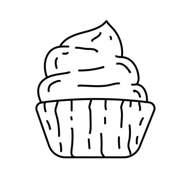 Cupcake Icon Doodle Hand Drawn Black Outline Icon Style — Stock Vector