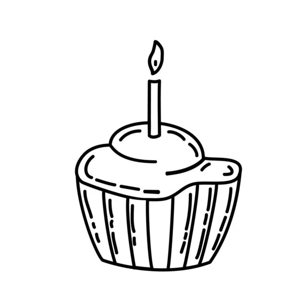 Icône Muffin Doddle Main Dessinée Noir Contour Icône Style — Image vectorielle