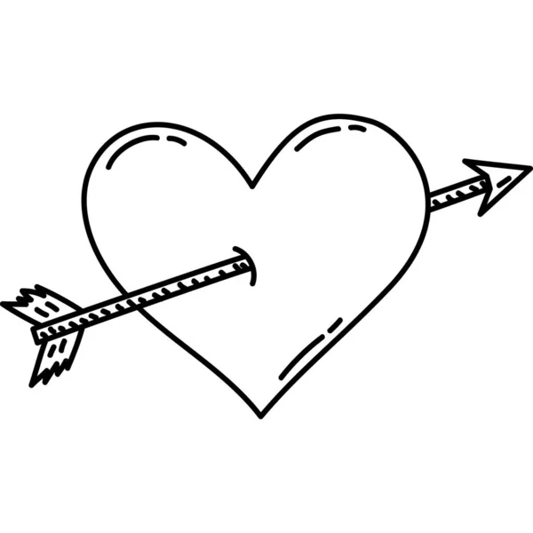 Ікона Стрілою Серця Ручний Малюнок Або Чорний Контур Піктограми Стиль — стоковий вектор