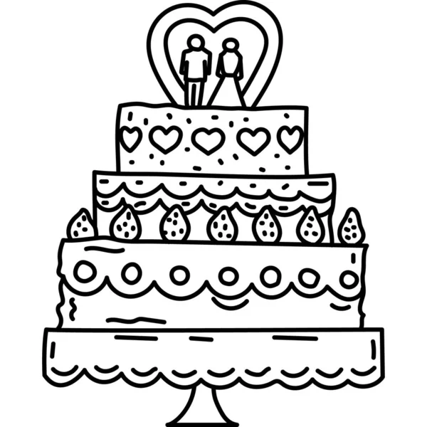 Wedding Cake Icon Doddle Hand Drawn Black Outline Icon Style — Stock Vector