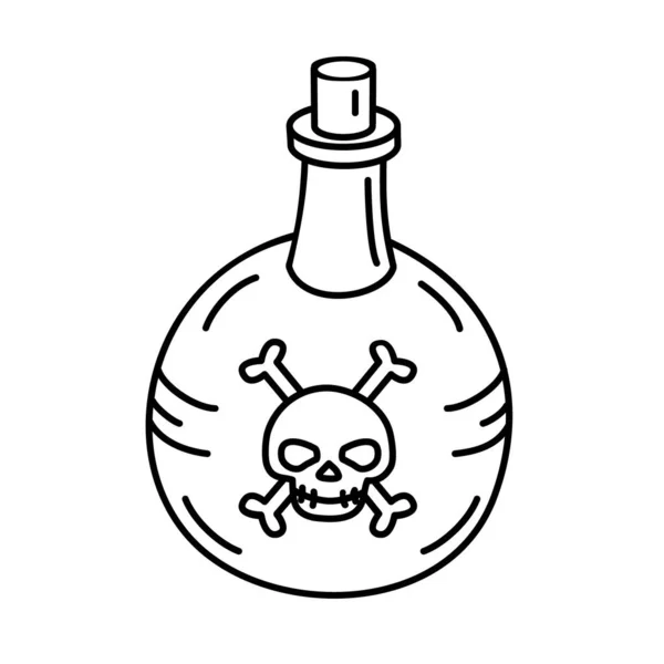 Icono Botella Veneno Doodle Dibujado Mano Negro Esbozo Estilo Icono — Vector de stock