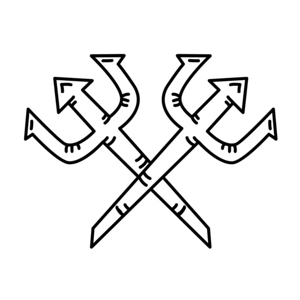 Trident Icon Doodle Dibujado Mano Negro Esbozo Estilo Icono — Archivo Imágenes Vectoriales