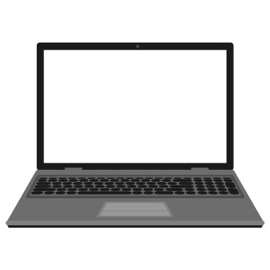 Siyah ve gri laptop beyaz ekran ile