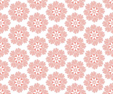 El çekilmiş soyut mercan çiçek Dikişsiz desen vektör