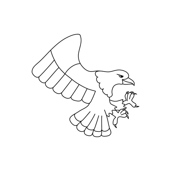 Volando águila calva símbolo para colorear libro vector — Vector de stock