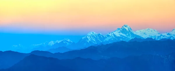 Beautiful Panoramic View Landscape Sunrise Mountains National Park Lantang Himalaya — Stock Photo, Image