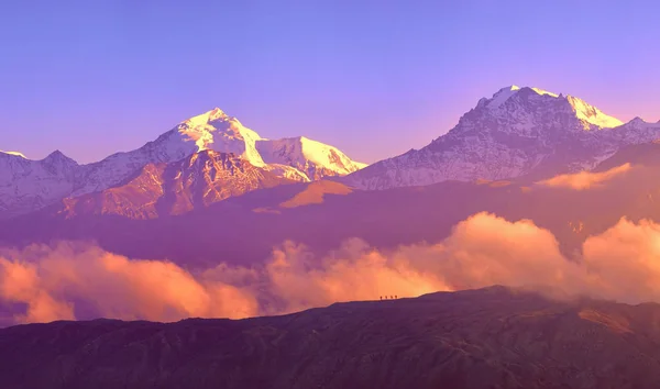 Hermosa Vista Panorámica Cordillera Nieve Upper Mustang Área Conservación Annapurna —  Fotos de Stock