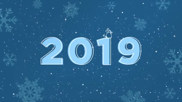 Vrolijk Kerstfeest Gelukkig Nieuwjaar 2020 Animatiefilm Met Een Kleine Muis — Stockvideo