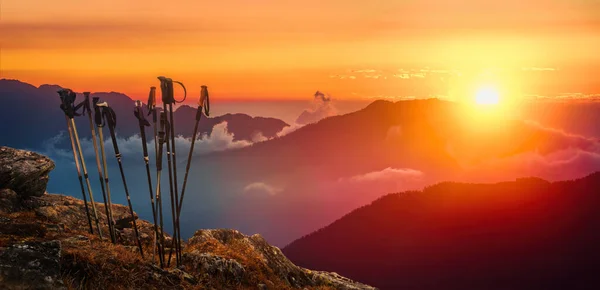 Όμορφη Πανοραμική Θέα Των Βουνών Των Ιμαλαΐων Ηλιοβασίλεμα Κατά Διάρκεια — Φωτογραφία Αρχείου