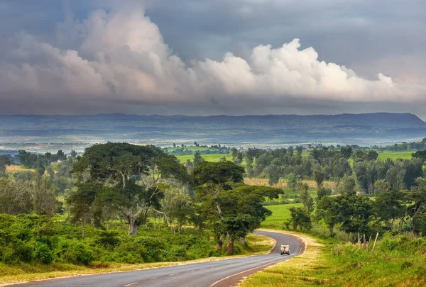 Estrada Panorâmica Para Famoso Parque Nacional Ngorog Ngoro Tanzânia África Fotografias De Stock Royalty-Free