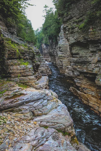 Vacker Två Mil Sandsten Gorge Ristade Från Floden Ausable Som — Stockfoto