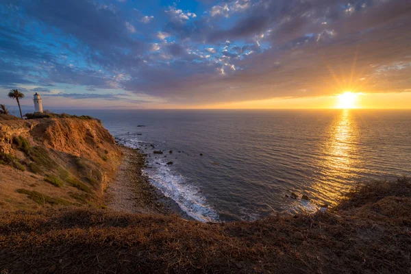 Belle Vue Sur Côte Phare Point Vicente Sommet Des Falaises — Photo