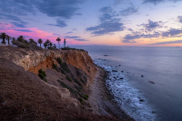 Ciel Coloré Vue Sur Côte Phare Point Vicente Sommet Des — Photo