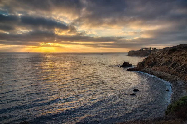 Vista Costeira Colorida Pelican Cove Point Vicente Lighthouse Com Céu — Fotografia de Stock