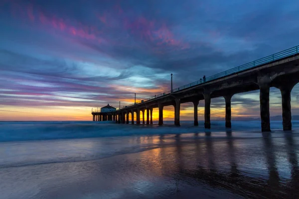 Splendido tramonto al Manhattan Beach Pier — Foto Stock