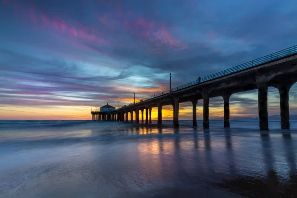 Stunning Sunset at Manhattan Beach Pier — Stock Photo, Image