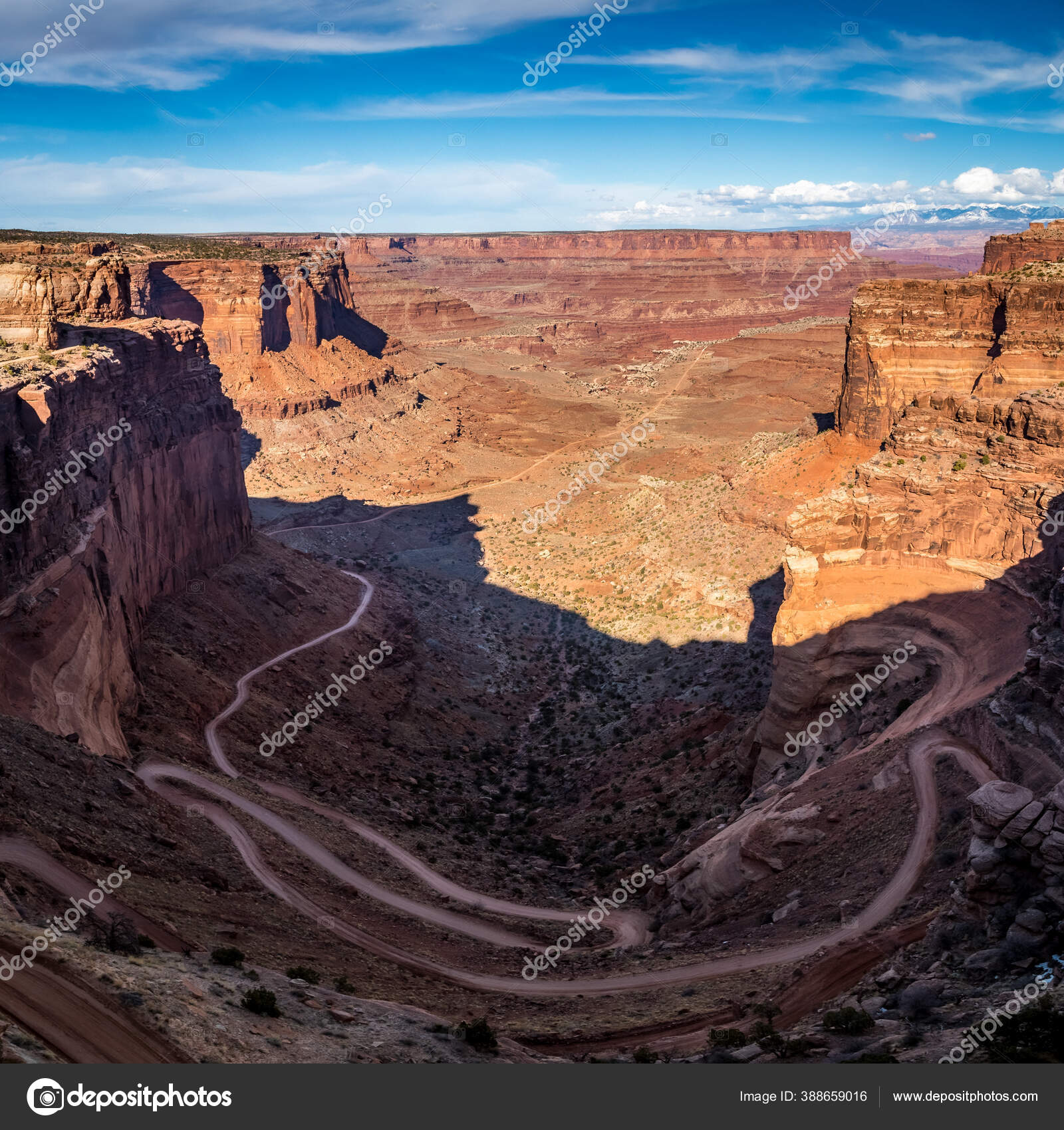 Breathtaking View Rugged Shafer Trail Winding Shafer Canyon Sunny