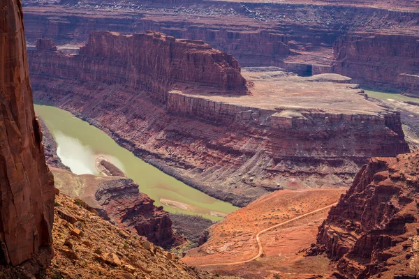 Dramatic Overlook Famous Colorado River Winding Canyonlands National Park Dead — Stock Photo, Image