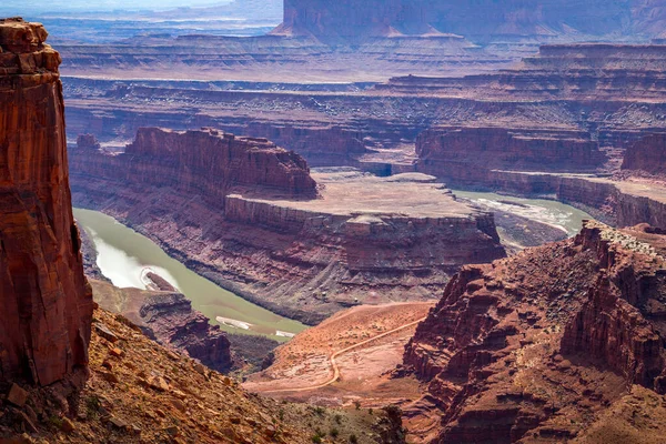Vista Dramática Famoso Rio Colorado Que Atravessa Canyonlands National Park — Fotografia de Stock