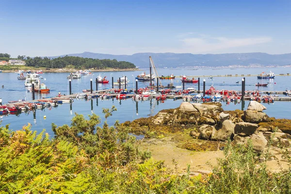 Stavba Přístavu Molo Lagartino Pláži Arousa Ostrov — Stock fotografie