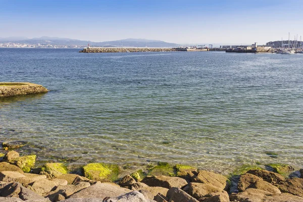 Vlnolam Dock Cangas Morrazo Rybářský Přístav Ústí Řeky Vigo — Stock fotografie