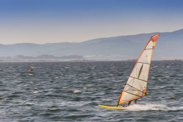 Windsurfer Zeilen Baai Van Arousa — Stockfoto