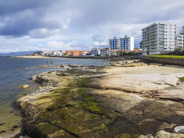 Costa Rocosa Playa Brana Vilanova Arousa Frente Mar — Foto de Stock