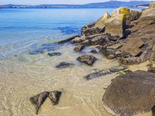 Žulové Skály Moře Pobřeží Ostrova Arousa Galicie Španělsko — Stock fotografie
