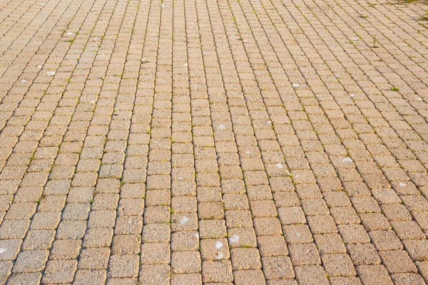 Brauner Kopfsteinpflasterboden Perspektive Hintergrund Und Struktur — Stockfoto