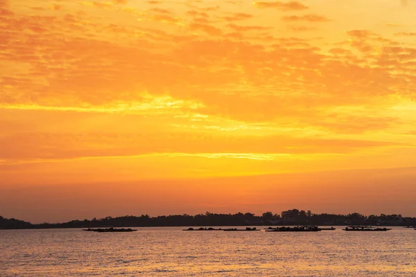 Balsas Aquicultura Mexilhão Pôr Sol Dourado Estuário Arousa — Fotografia de Stock