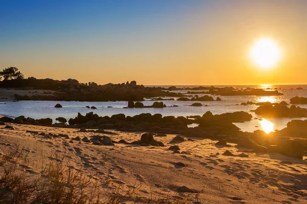 Skalista Plaża San Vicente Miasta Grove Złoty Zachód Słońca Zdjęcie Stockowe