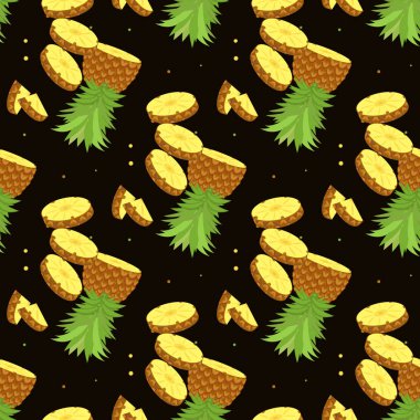 Ananas seamless modeli. Güzel parlak meyve arka plan.