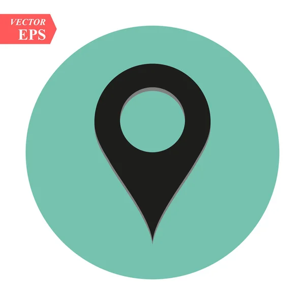 Icône vectorielle Pin de localisation géographique ronde noire — Image vectorielle