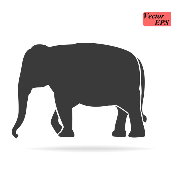 Elefante mamífero de dibujos animados grande aislado en blanco. Elefante africano arbusto o bosque y elefante asiático. Tiene orejas grandes, espalda cóncava, piel arrugada, abdomen inclinado. Pegatina para niños. Vector — Archivo Imágenes Vectoriales